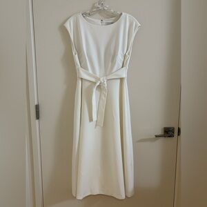 Calvin Klein Ivory A-Line Cap Sleeve Midi Dress